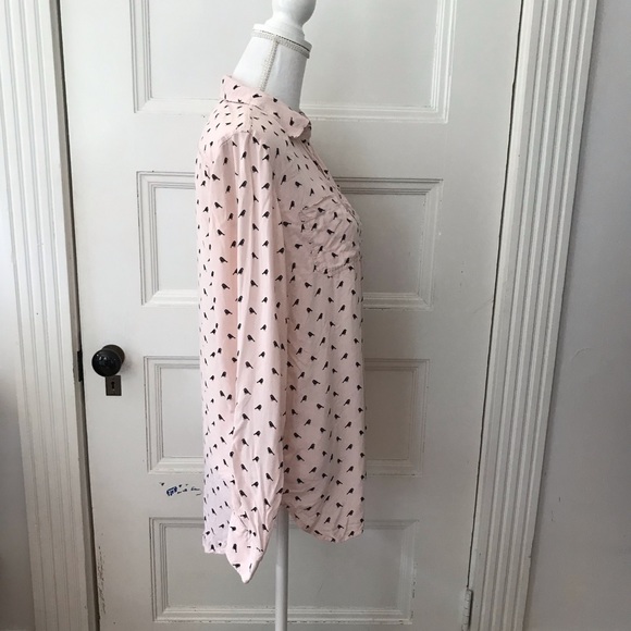 Talbots Pink Bird Print Blouse Top Rayon - Picture 4 of 9